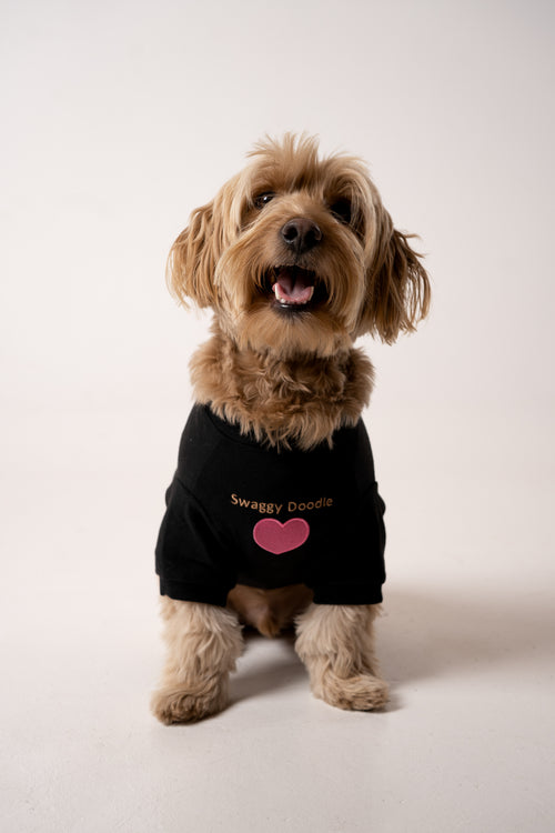 Dog's Pink Heart Patched Sweatshirt black
