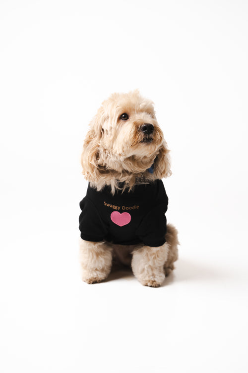 Dog's Pink Heart Patched Sweatshirt black