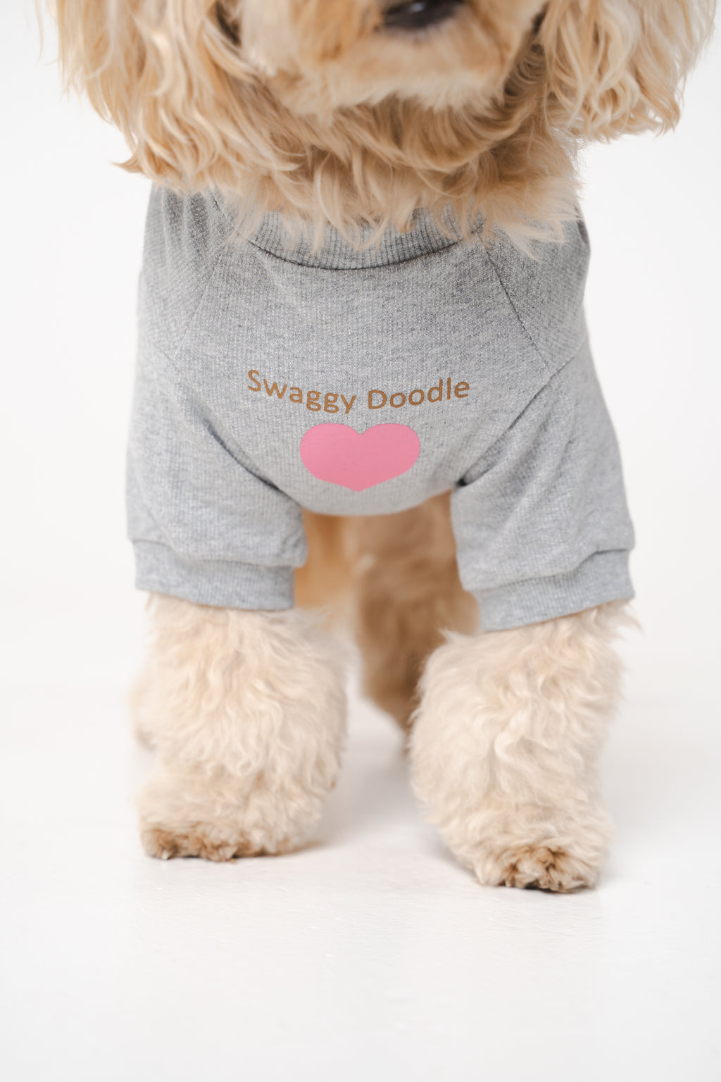 Doodle Dog's Pink Heart Printed Sweatshirt