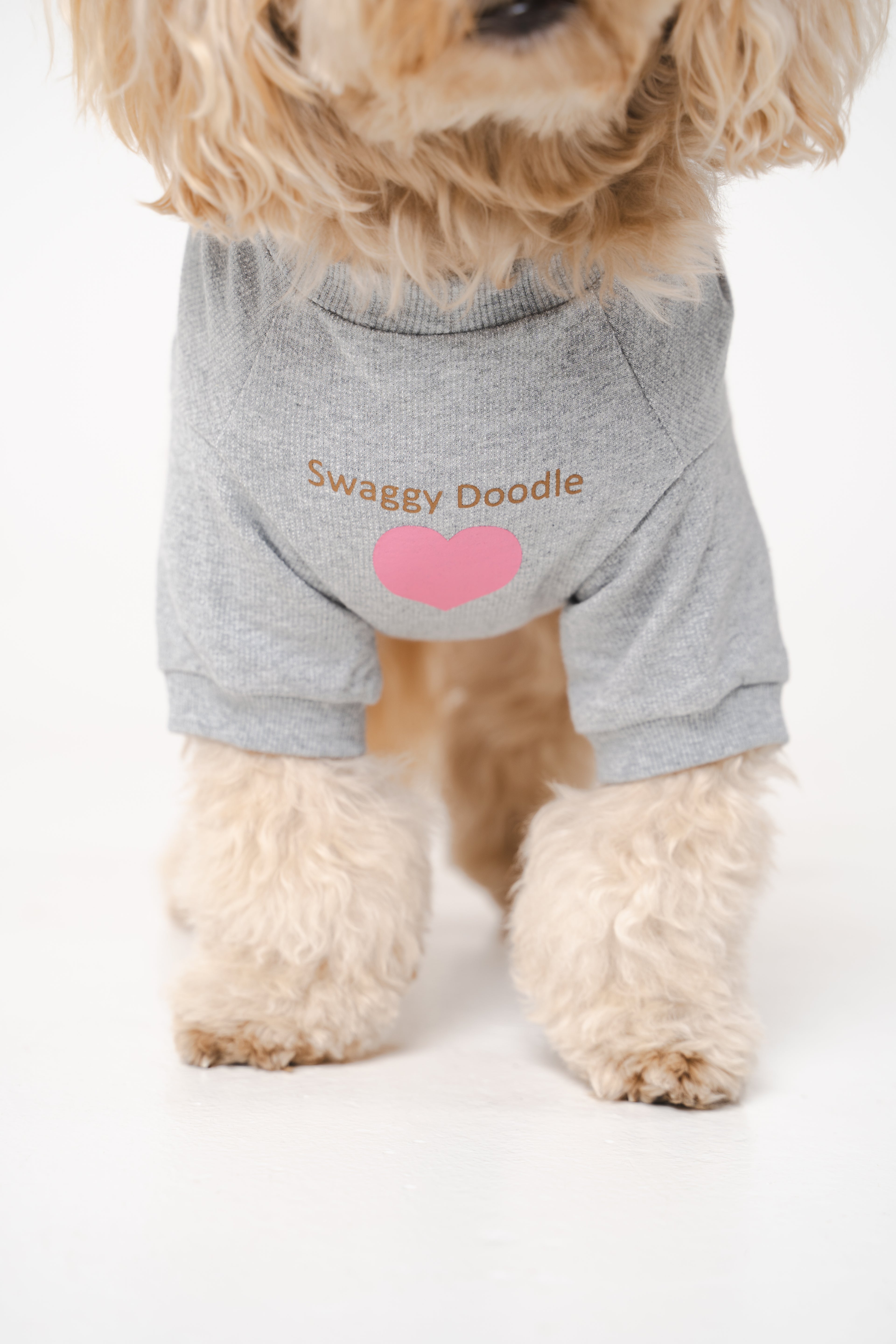 Doodle Dog's Pink Heart Printed Sweatshirt