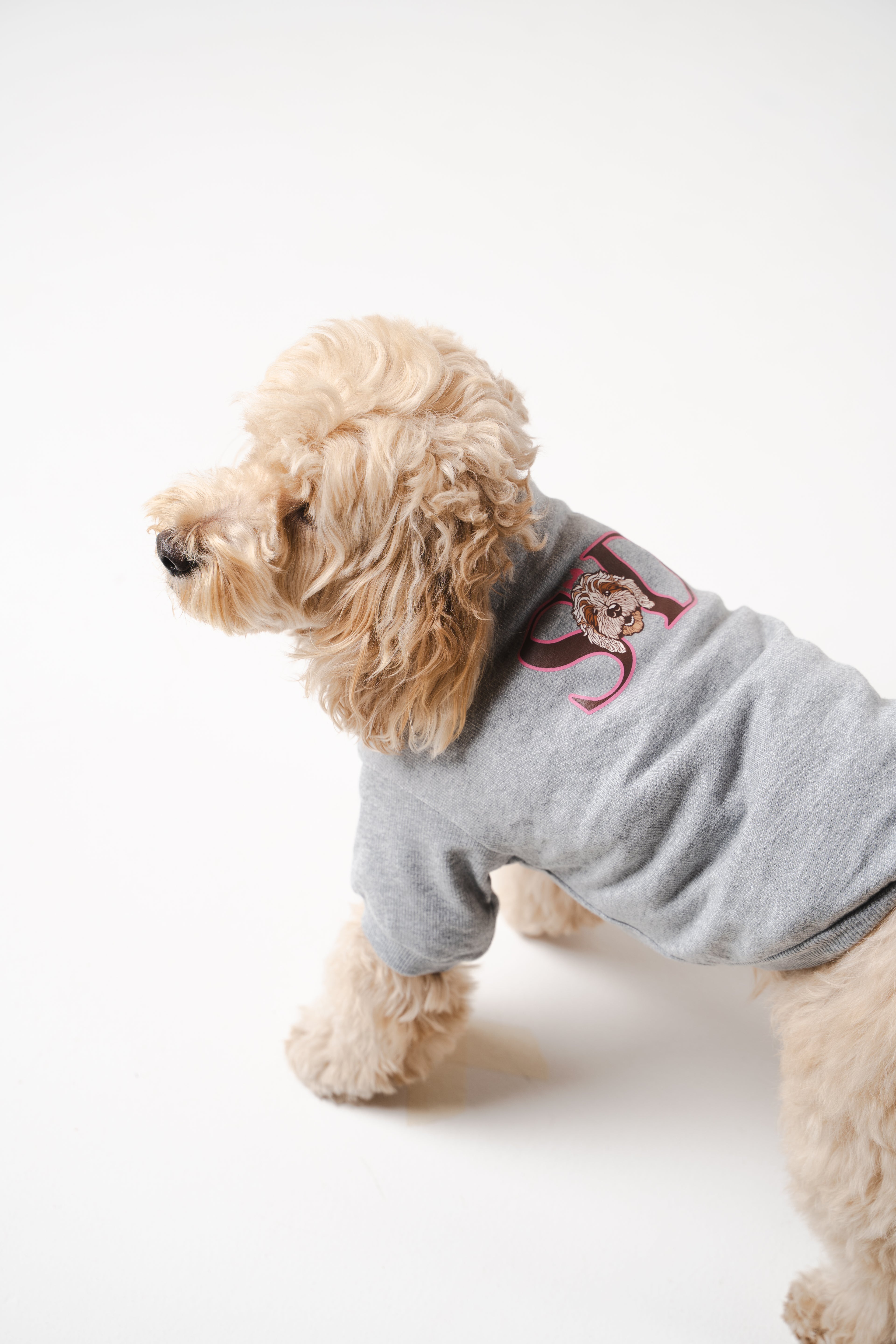 Doodle Dog's Pink Heart Printed Sweatshirt