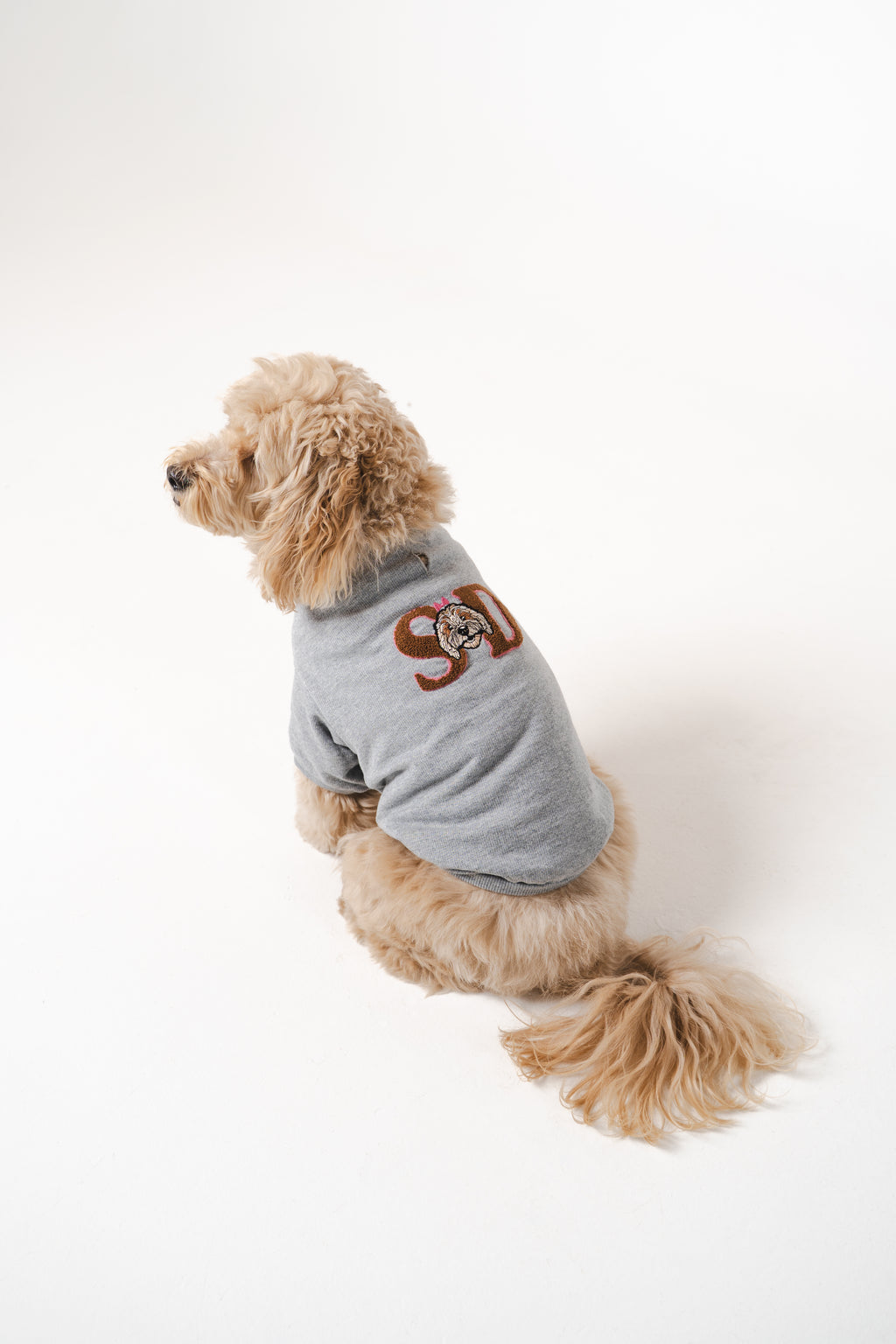 Dog's Pink Heart Patched Sweatshirt gray