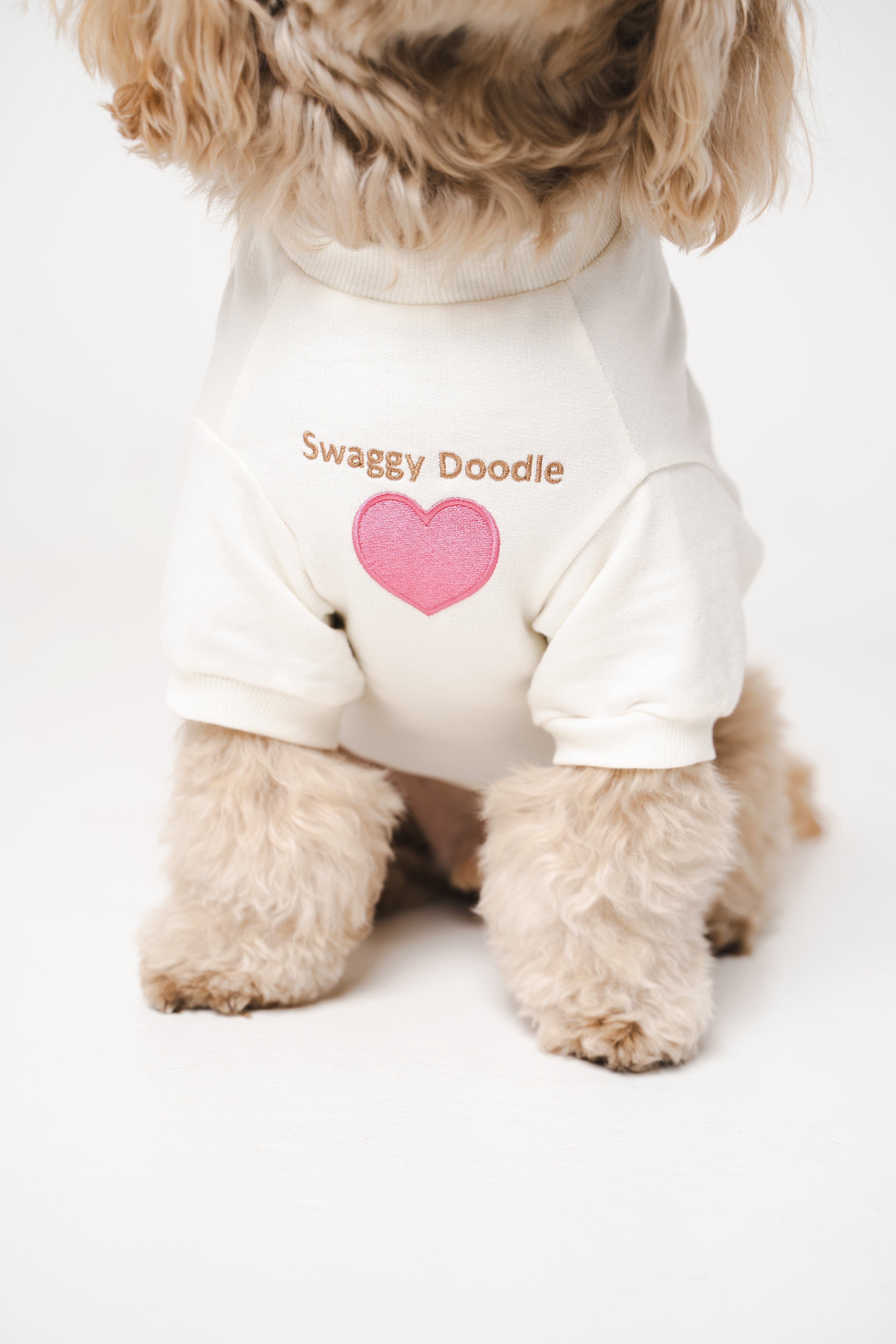 Doodle Dog's Pink Heart Printed Sweatshirt